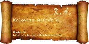 Kolovits Alfréd névjegykártya